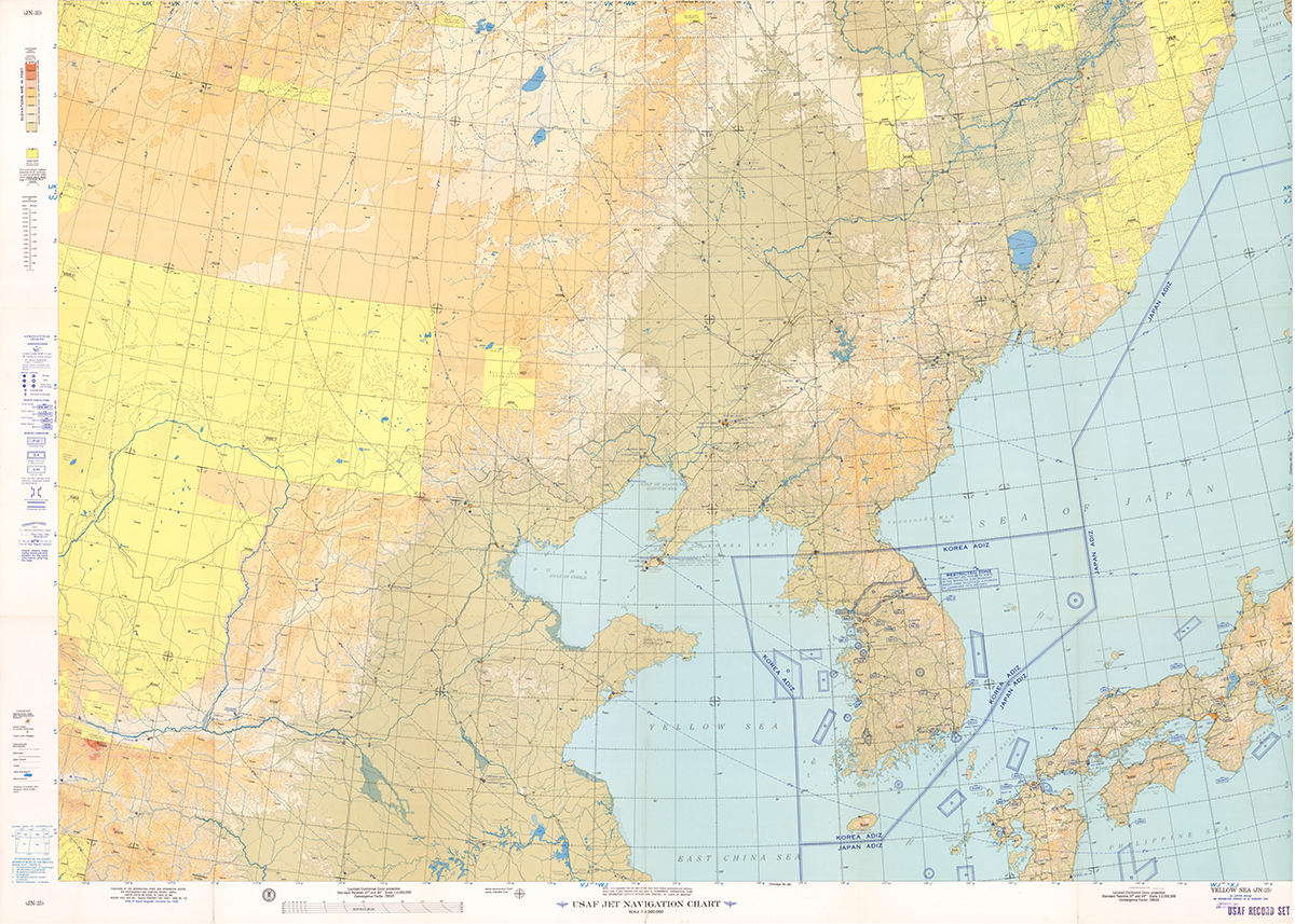 USAF JET NAVIGATION CHART, JN-25, YELLOW SEA, 1st EDITION Revised